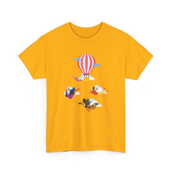 Unisex Heavy Cotton Tee – Skydiver & Hot Air Balloon Graphic | Bold Adventure-Inspired T-Shirt - Image 10