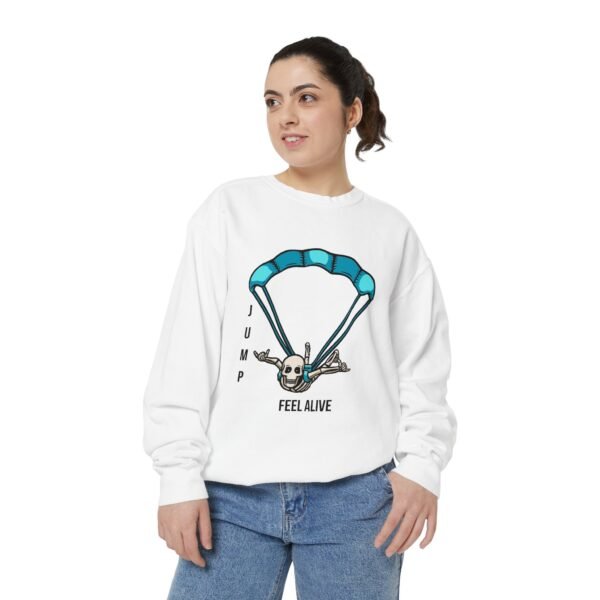 Unisex Garment-Dyed Sweatshirt with Skydiver Graphic Front Print – Extreme Sports & Adrenaline Style - Image 5