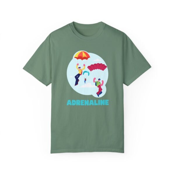 Unisex Garment-Dyed T-Shirt with Skydiver Graphic and "Adrenaline" Front Print – Bold & Comfortable - Image 23