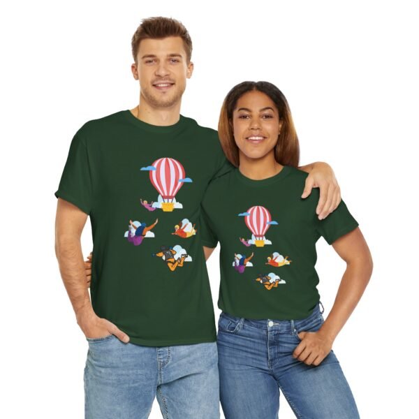 Unisex Heavy Cotton Tee – Skydiver & Hot Air Balloon Graphic | Bold Adventure-Inspired T-Shirt - Image 15