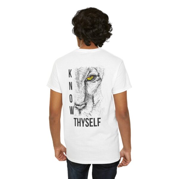 "Know Thyself" Lion Graphic T-Shirt – Unisex Heavy Cotton Tee - Image 5